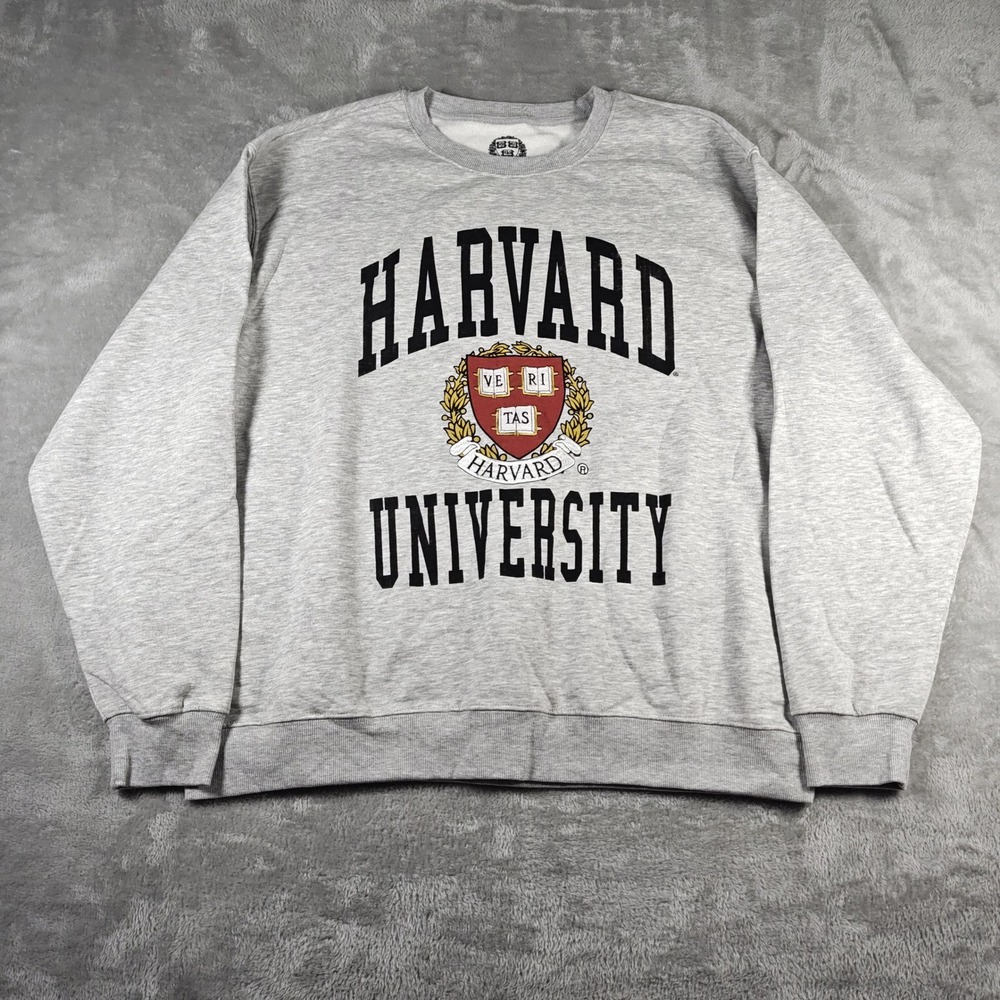 Harvard University Sweatshirt Men XXL Gray Collegiate Crest Embroidered Pullover